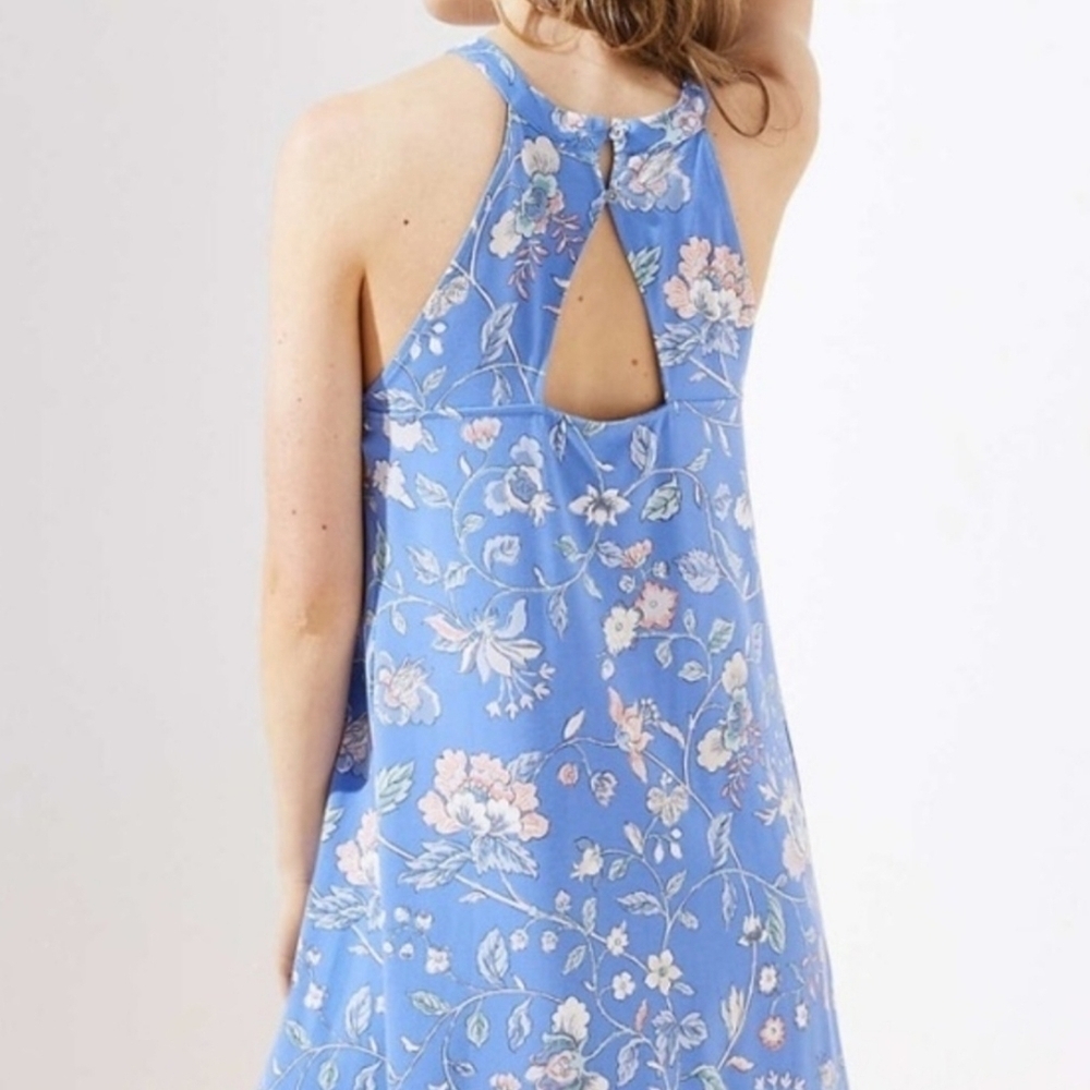 LOFT Floral Cutout Back Halter Swing Knit Dress Size Petite Medium - Picture 11 of 11